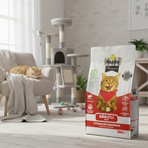 Happy Sığır Etli Kuru Kedi Maması 500 g 