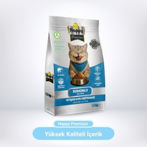 Happy Somonlu Kuru Kedi Maması 1,5 Kg
