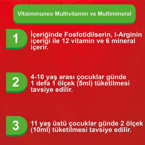 Vitalife Vitaimmuneo Multivitamin ve Multimineral İçeren Şurup 150 ml