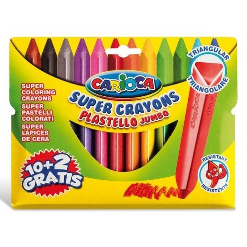 Carioca Plastello Jumbo Üçgen Yıkanabilir Pastel Boya Kalemi 12'li