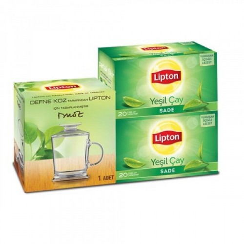 Lipton Sade Yeşil Çay 2 Li + Defne Koz Bardak Hediyeli