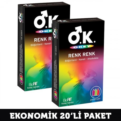 Okey Prezervatif Renk Renk 10 lu x 2 Adet