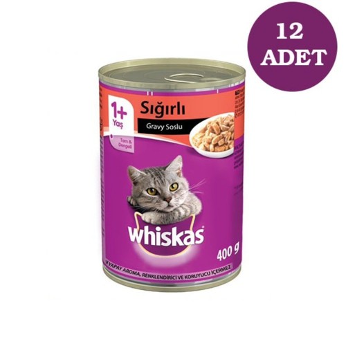 Whiskas Biftekli Konserve Kedi Maması 400 gr x 12 Adet
