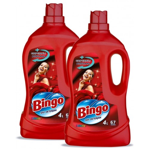 Bingo Renkli Sıvı Bakım Çamaşır Deterjanı 4 lt x 2 Adet