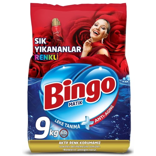 Bingo Toz Çamaşır Deterjanı Sık Yıkananlar Renkli 9 kg Bingo Toz Çamaşır Deterjanı Sık Yıkananlar Renkli 9 kg