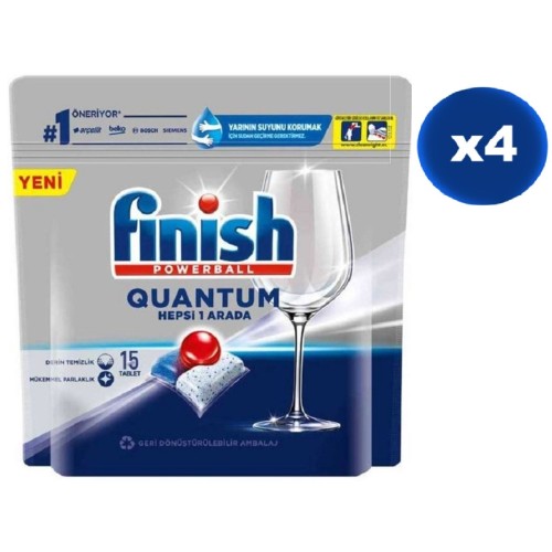 Finish Quantum Hepsi Bir Arada Bulaşık Deterjanı 15 Tablet x 4 Adet