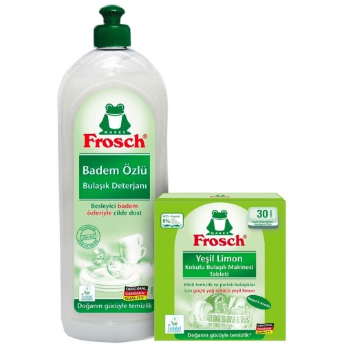 Frosch Yeşil Limonlu Tablet 30 lu ve Badem Özlü Sıvı Deterjan 750 ml