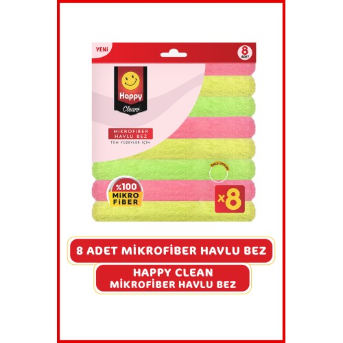 Happy Clean Mikrofiber Havlu Bez 8 Adet