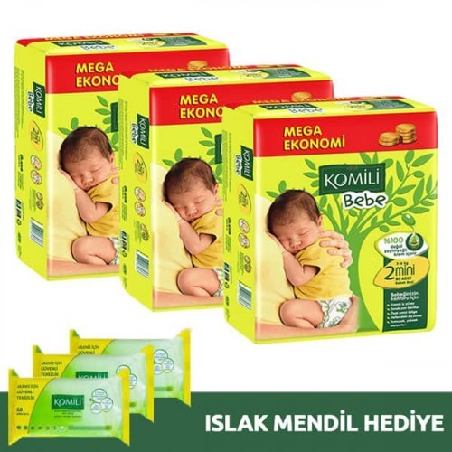 Komili Bebek Bezi 2 No 78 Li x 3 Adet (Islak Mendil Hediye)