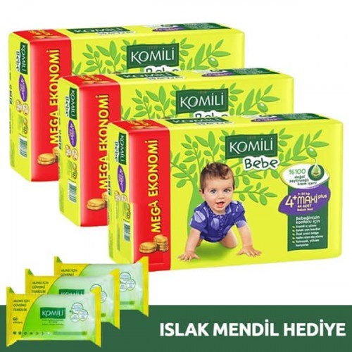 Komili Bebek Bezi 4+ No 42 Li x 3 Adet (Islak Mendil Hediye)