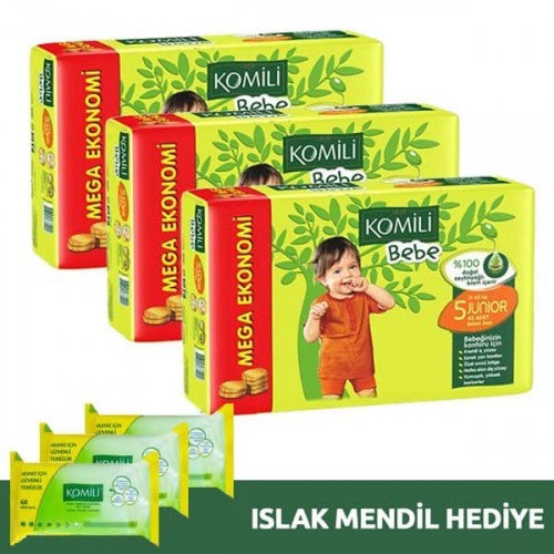 Komili Bebek Bezi 5 No 36 Lı x 3 Adet (Islak Mendil Hediye)