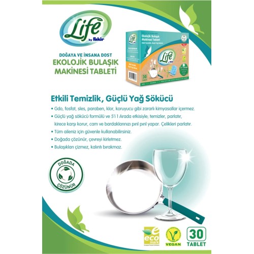 Life By Fakir Ekolojik Vegan Bulaşık Makinesi Deterjanı 30 lu x 6 Adet