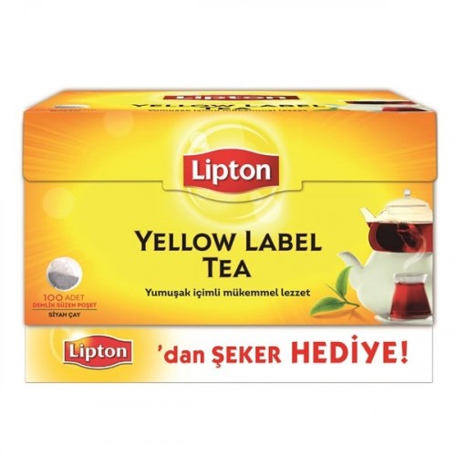 Lipton Yellow Label Demlik Poşet Çay 100 lü 320 gr (Şeker Hediye)