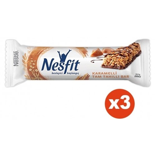 Nestle Nesfit Karamelli Tam Tahıllı Bar 23,5 gr x 3 Adet
