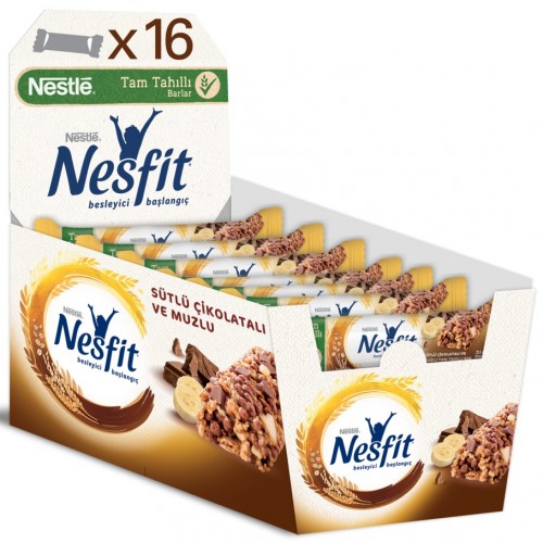 Nestle Nesfit Muzlu Çikolatalı Tam Tahıllı Bar 23.5 gr x 16 Adet