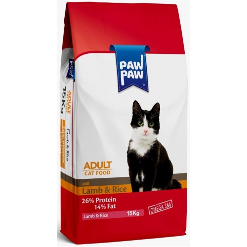 Paw Paw Yetişkin Kedi Maması Kuzu Etli ve Pirinçli 15 kg