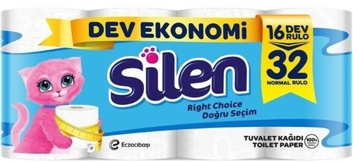 Silen Tuvalet Kağıdı Dev Rulo 16 lı (16=32 rulo)