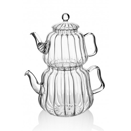 Queen's Kitchen Borasilikat Cam Büyük Çaydanlık Takımı-B