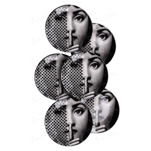 Queen's Kitchen 6 Adet 21cm Fornasetti Pasta Tabağı-Siyah