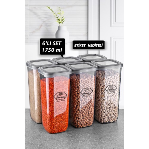 Queen's Kitchen 6 Adet 1750ml Etiket Hediyeli Saklama Seti