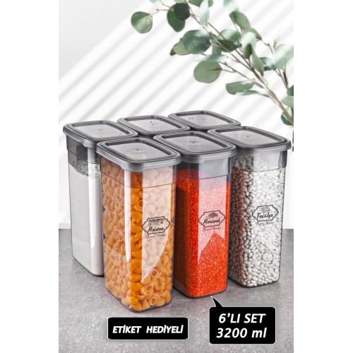 Queen's Kitchen 6 Adet 3200ml Etiket Hediyeli Saklama Seti