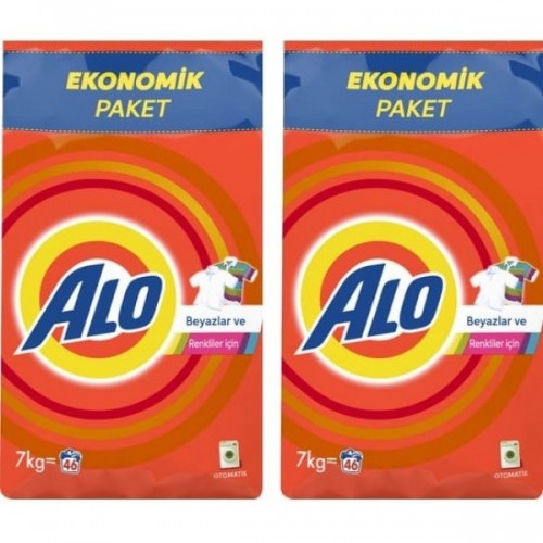 Alo Toz Çamaşır Deterjanı Beyazlar ve Renkliler İçin 7 kg x 2 Adet