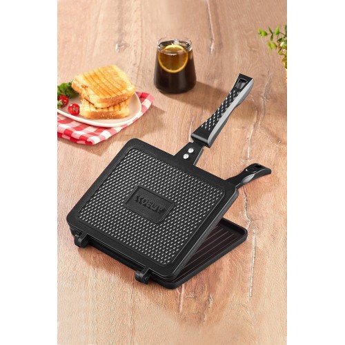 Amboss KUV-0274 Kuvars Ocak Üstü Döküm El Tost Makinesi-Siyah