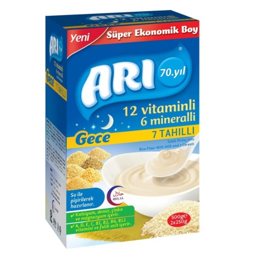 Arı Mama Sütlü 7 Tahıllı (Gece) Sütlü Pirinç Unu 500 gr