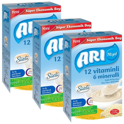 Arı Mama Sütlü Pirinç Unu 500 gr x 3 Adet