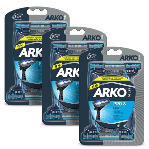 Arko Men T3 Pro 3 Bıçaklı Tıraş Bıçağı 18'li Avantaj Paketi