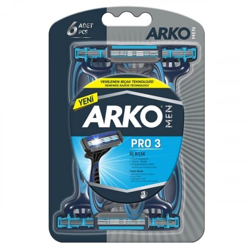 Arko Men T3 Pro 3 Bıçaklı Tıraş Bıçağı 6 lı