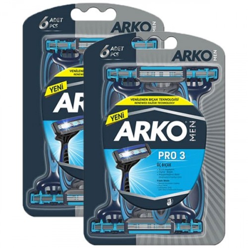 Arko Men T3 Pro 3 Bıçaklı Tıraş Bıçağı 6 lı x 2 Adet