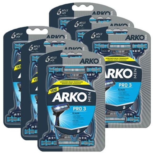 Arko Men T3 Pro 3 Bıçaklı Tıraş Bıçağı 6 lı x 6 Adet