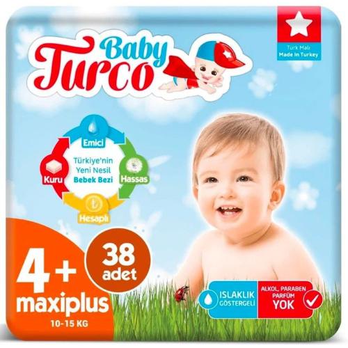 Baby Turco Bebek Bezi 4+ Beden Maxi Plus 38 li