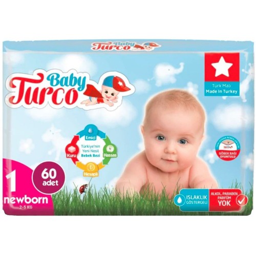 Baby Turco Bebek Bezi Yenidoğan 1 No 60 lı