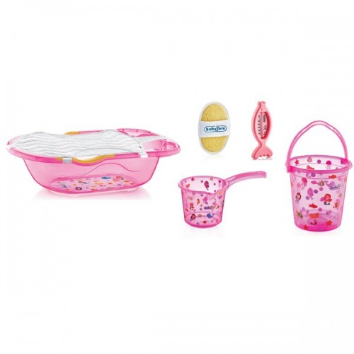 Babyjem Banyo Seti 6 Parça Pembe Termometreli
