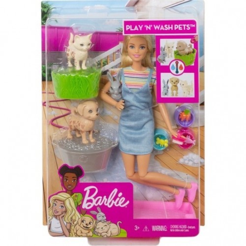Barbie ve Hayvanları Banyo Eğlencesinde Oyun Seti FXH11