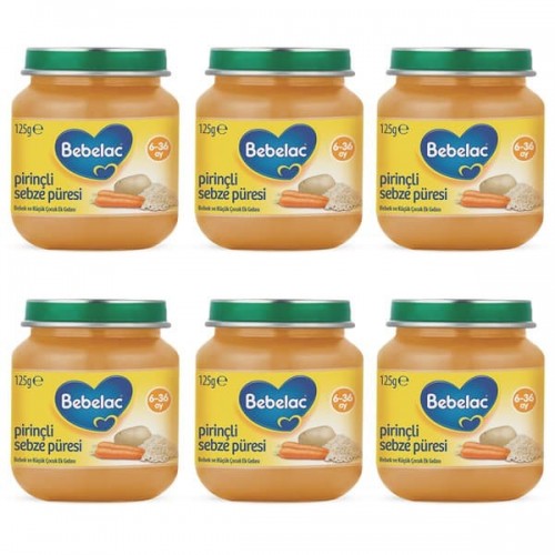 Bebelac Pirinçli Sebze Püresi Kavanoz Maması 125 gr x 6 Adet