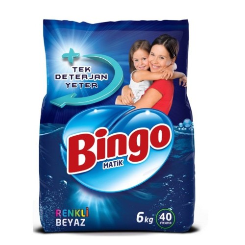 Bingo Matik Toz Çamaşır Deterjanı Renkli - Beyaz 6 kg