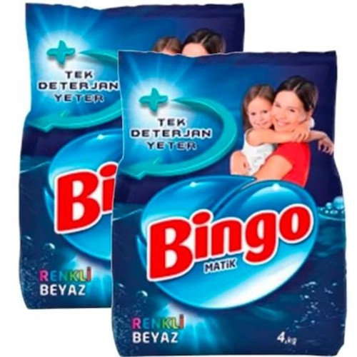 Bingo Matik Toz Çamaşır Deterjanı Renkli - Beyaz 4 kg x 2 Adet