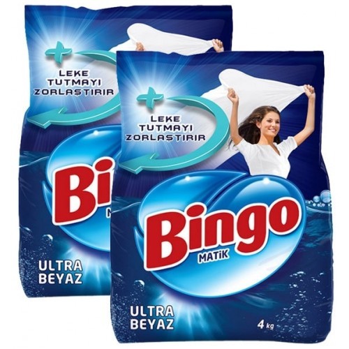 Bingo Matik Toz Çamaşır Deterjanı Ultra Beyaz 4 kg x 2 Adet