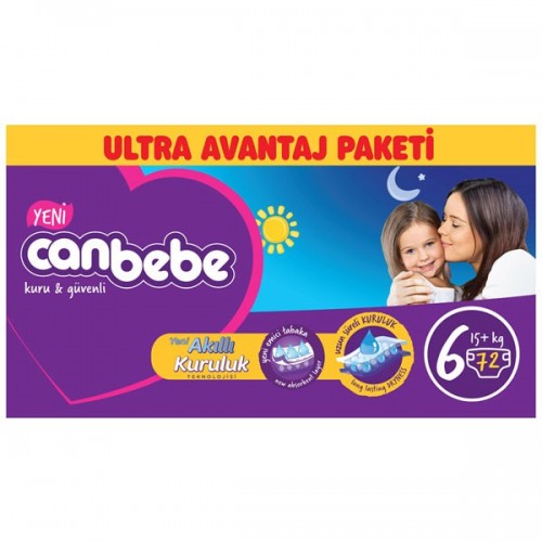 Canbebe Bebek Bezi Özel Paket Extra Large 6 Beden 72 li