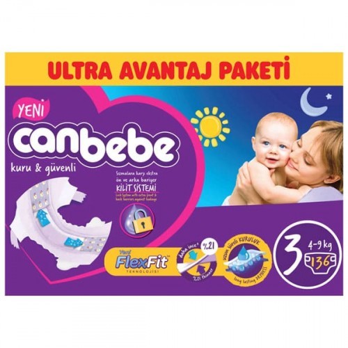 Canbebe Bebek Bezi Özel Paket Midi 3 Beden 136 lı