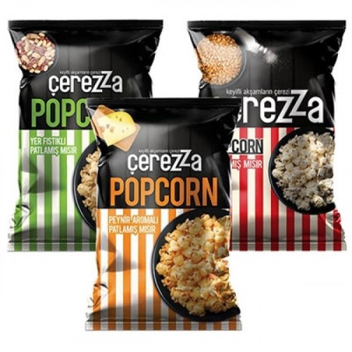 Çerezza Peynirli + Fıstıklı + Sade Popcorn AilePlus 72 Gr  3 lü Paket