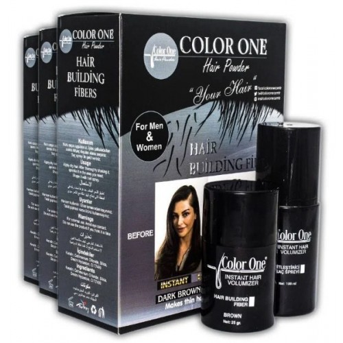 Color One Saç Dolgunlaştırıcı Koyu Kahve 25 gr + 100 ml Sprey Hediye