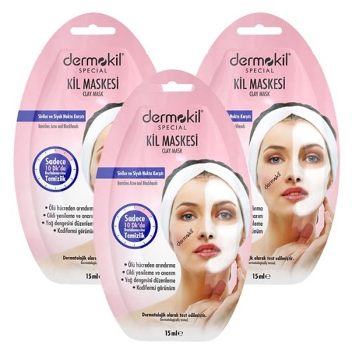 Dermokil Sivilce ve Siyah Nokta Karşıtı Kil Maskesi 15 ml x 3 Adet