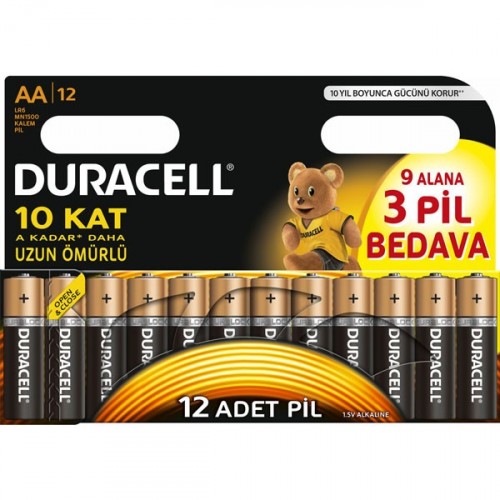 Duracell Alkalin AA Kalem Pil 12 li Paket