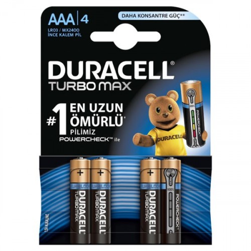 Duracell Turbo Max İnce Kalem Pil AAA 4 lü Paket