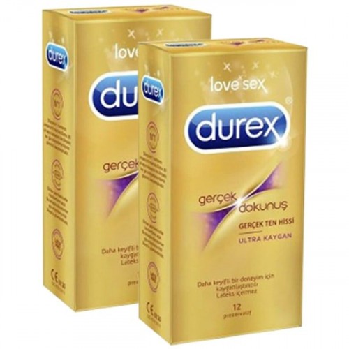 Durex Prezervatif Gerçek Dokunuş Ultra Kaygan 12 li x 2 Adet
