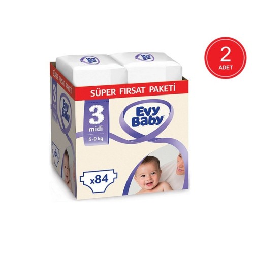 Evy Baby Bebek Bezi 3 Beden Midi Süper Fırsat Paketi 168 Adet